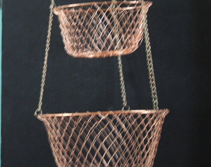 Vintage Copper Hanging Wire Basket. Collapsible Basket Etsy