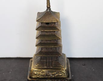 Vintage Pagoda Incense Burner. Raised Dragon Design, Made In Japan, Exotic Grandmacore Mantel Decor, Cone Incense, Housewarming, Host Gift