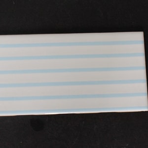 Vintage Italian Tile. Stylon, Italy, White W/ Blue Stripes, Rectangle ...