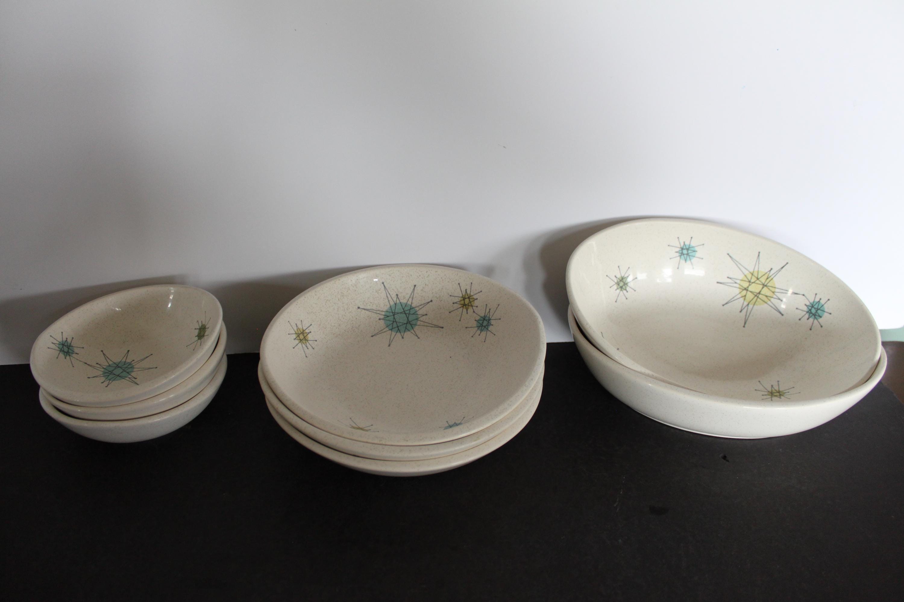 Mid Century Modern Franciscan Atomic Starburst Dishes Vintage