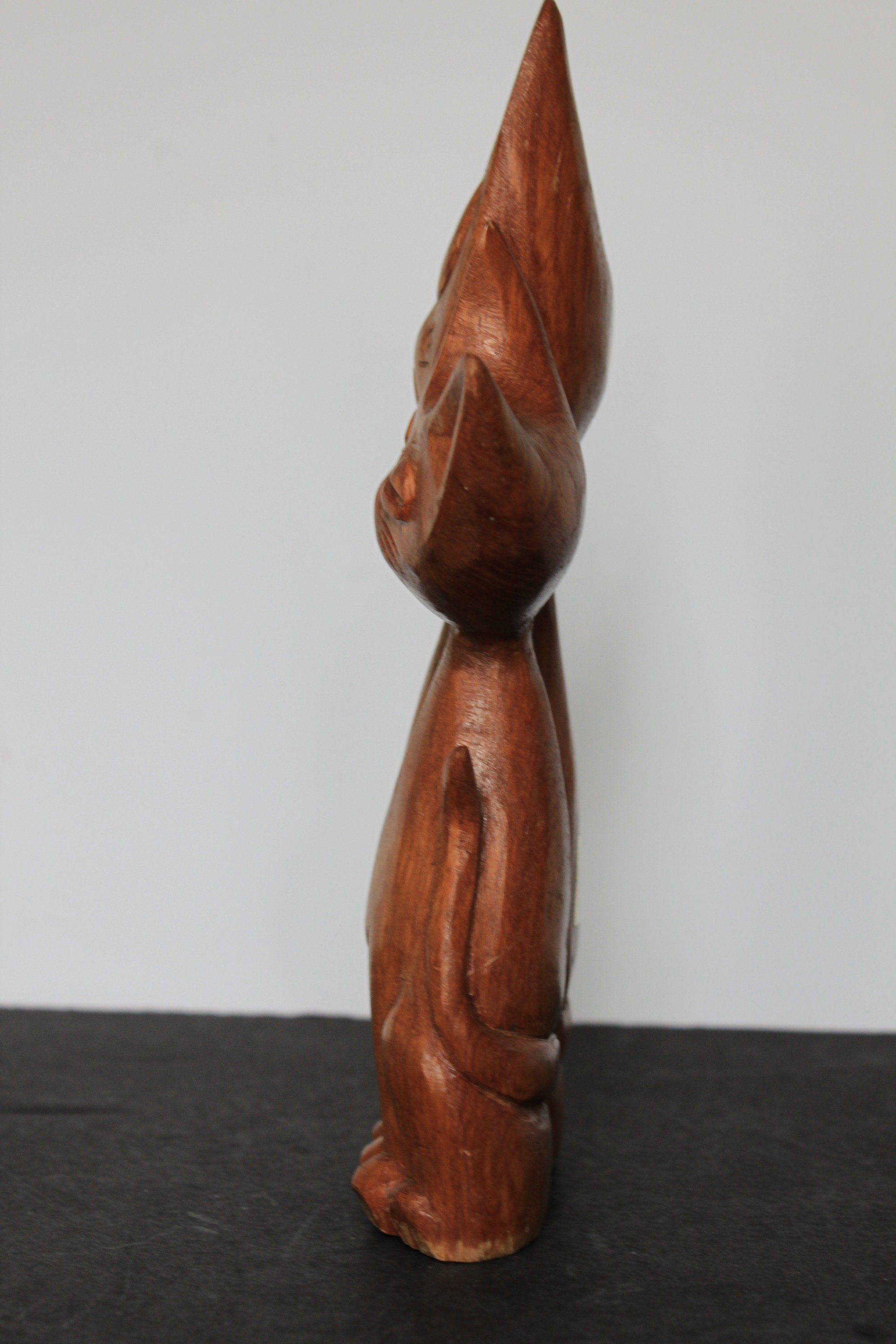 Vintage Wooden Cat Figurine. 2 Cats Sitting Together Genuine Etsy