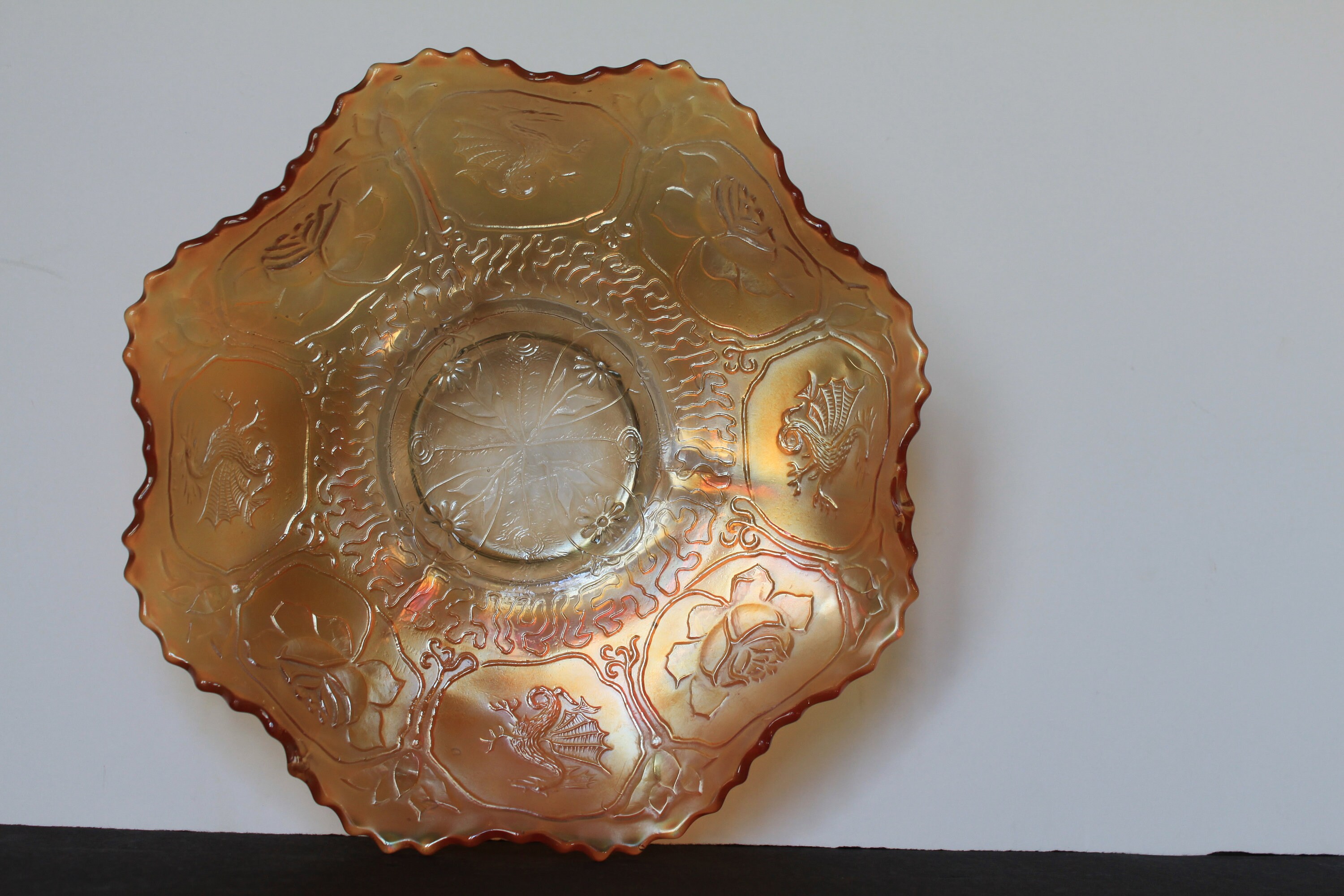 Carnival Glass Dragon and Lotus - Etsy