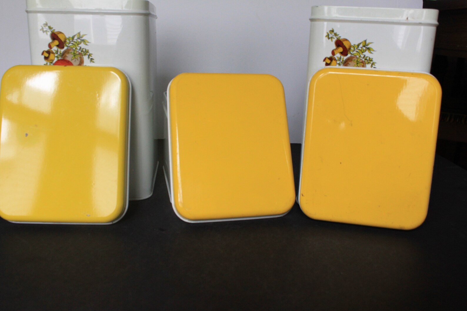 Vintage Cheinco Tin Canister Set. Rustic Vegetables Mushroom Etsy