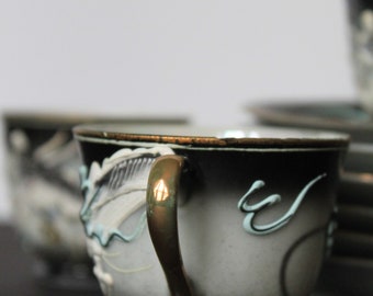 Vintage Dragon Tea Cups. Japanese, Oriental Decor. Bougie, 6