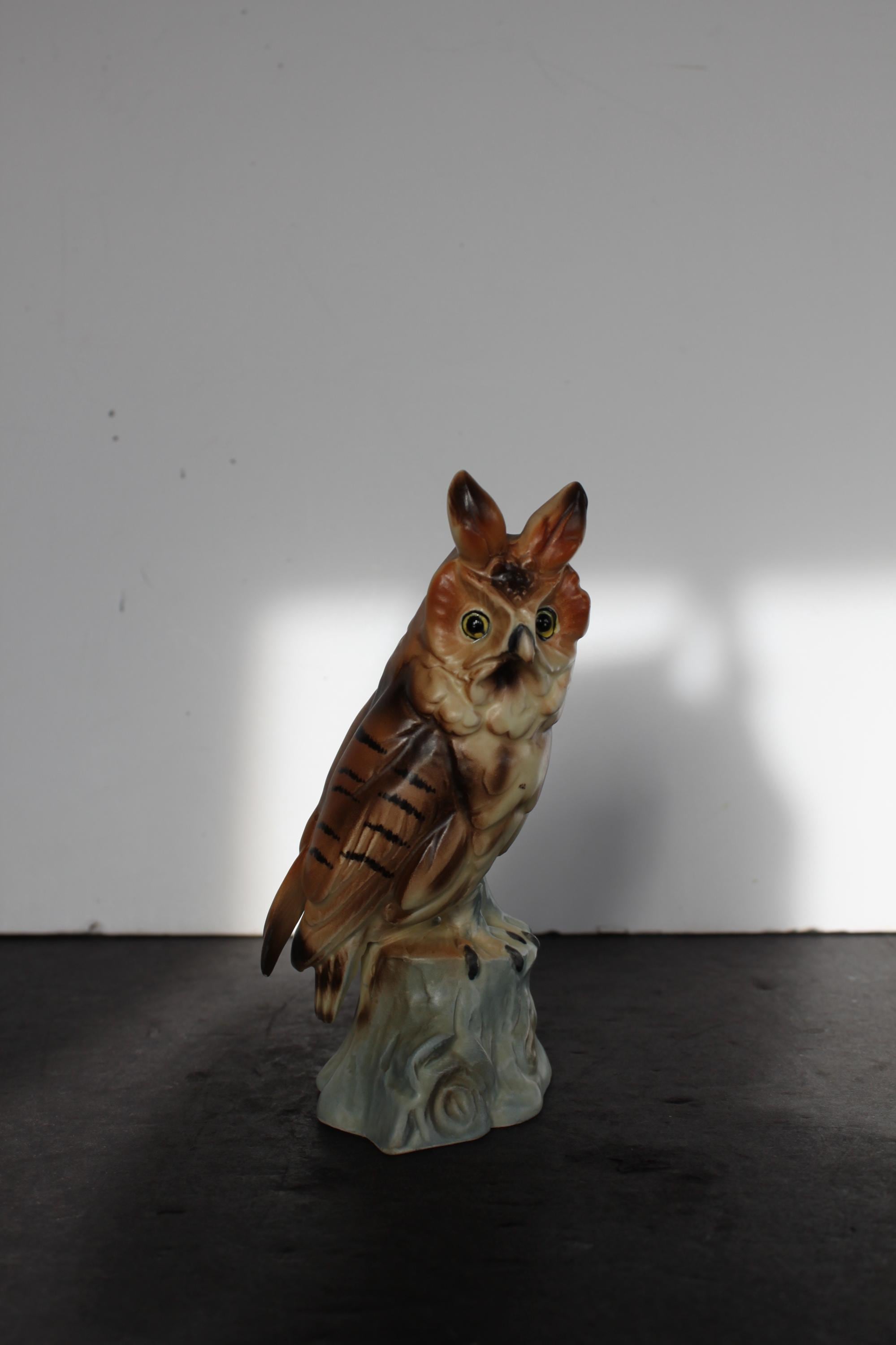 Vintage Great Horned Owl Figurine. Ceramic, Silky Matte Finish, Cottagecore Mantel Decor, Owl Lover,