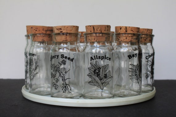 Vintage Spice Jar Set. Wheaton Glass, Gourmet Spice Jar Set With Lazy Susan, New In Original Box, Rare, HTF, Cottagecore Kitchen Ware, Host.