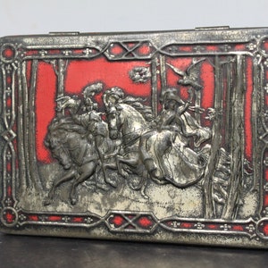 Vintage Metal Toffee Tin. Rileys Toffee, Halifax, England, Women Hunting On Horses With Birds, Old World Charm, Grandmacore Sewing Box, Gift