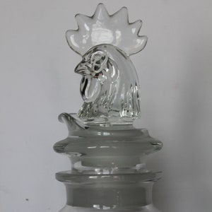 Vintage Heisey Rooster Decanter. 3 Piece Carl Cobel, Clear Glass, 32 oz. Cocktail Shaker W/ 2 Piece Stopper & Strainer, Bougie Grandmacore.