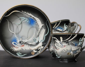 1970s japanese tea set cups tumblers horse two layer Horse Tea Cup Set of 2