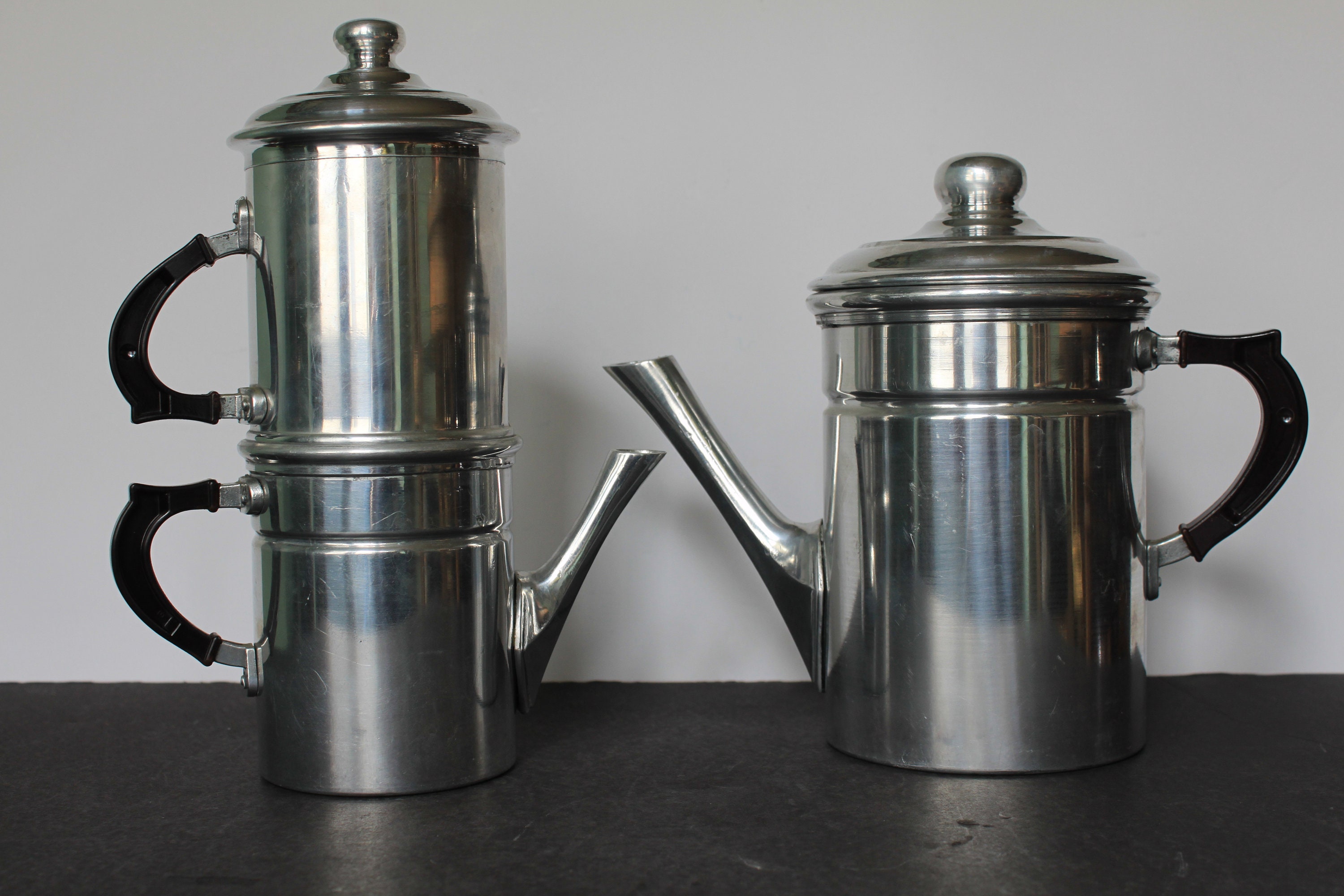 Neapolitan flip coffee pot stove top slow brew 1970 - Vintage Man