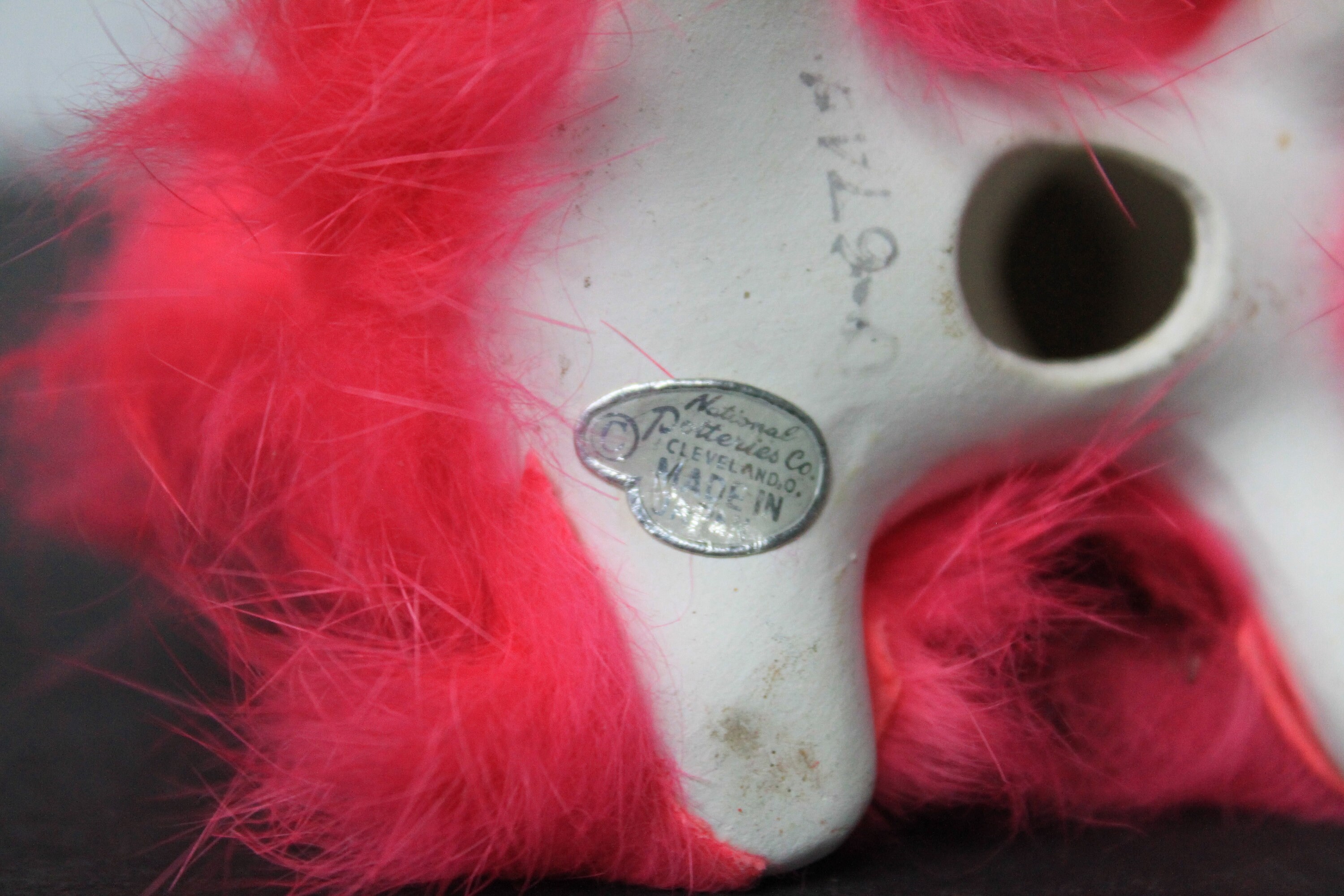 Vintage Pink Feather Dog Figurine. National Potteries Co Etsy