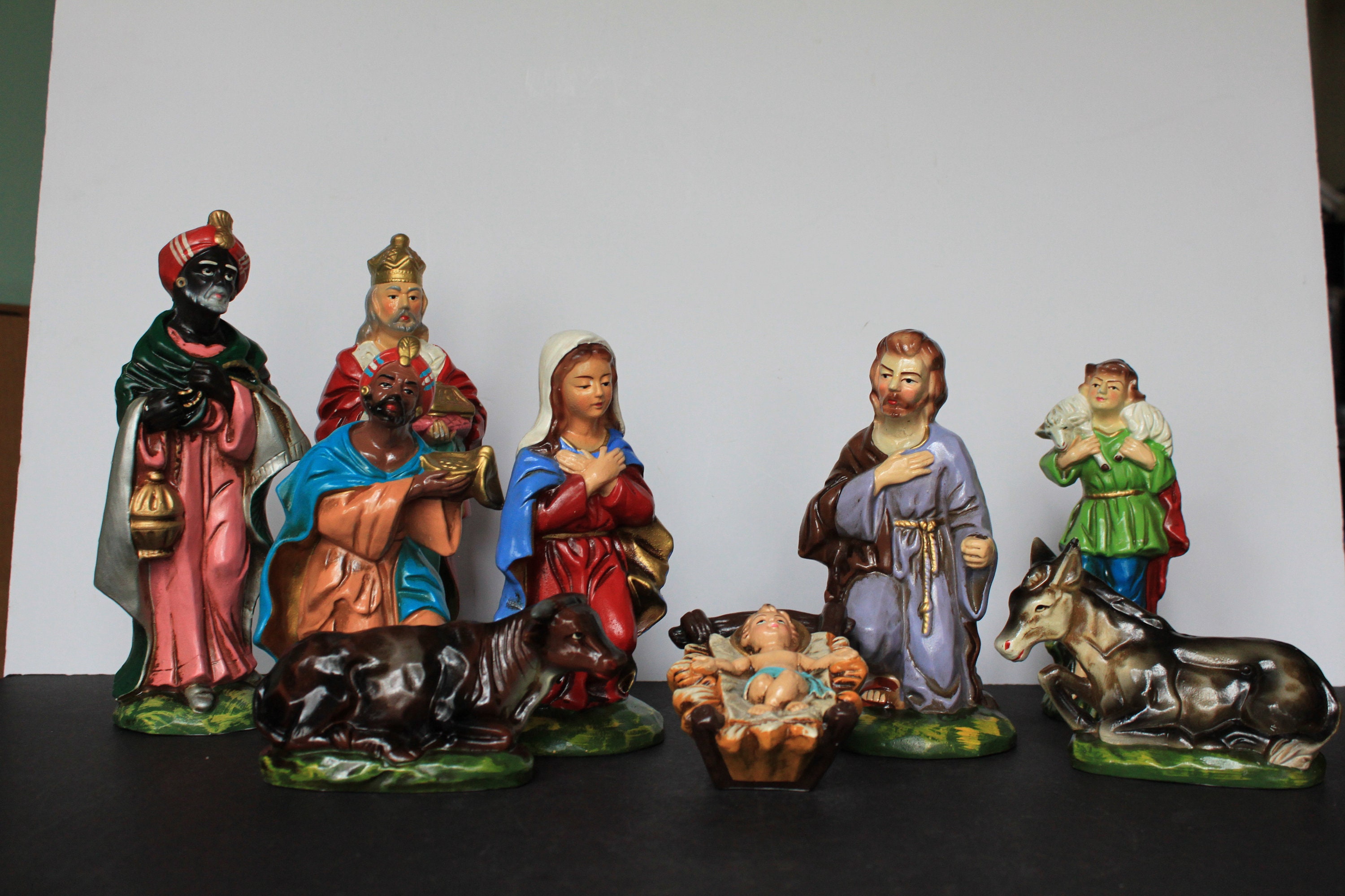 Vintage Nativity Set, Made in Japan, Beautiful, Shiny Finish, DAMAGE, Set of 9, Bougie Nativity, Colorful Christmas Mantel Decor, Host Gift. - Etsy Vintage Nativity Set, Made in Japan, Beautiful, Shiny Finish, DAMAGE, Set of 9, Bougie Nativity, Colorful Christmas Mantel Decor, Host Gift. - Etsy
