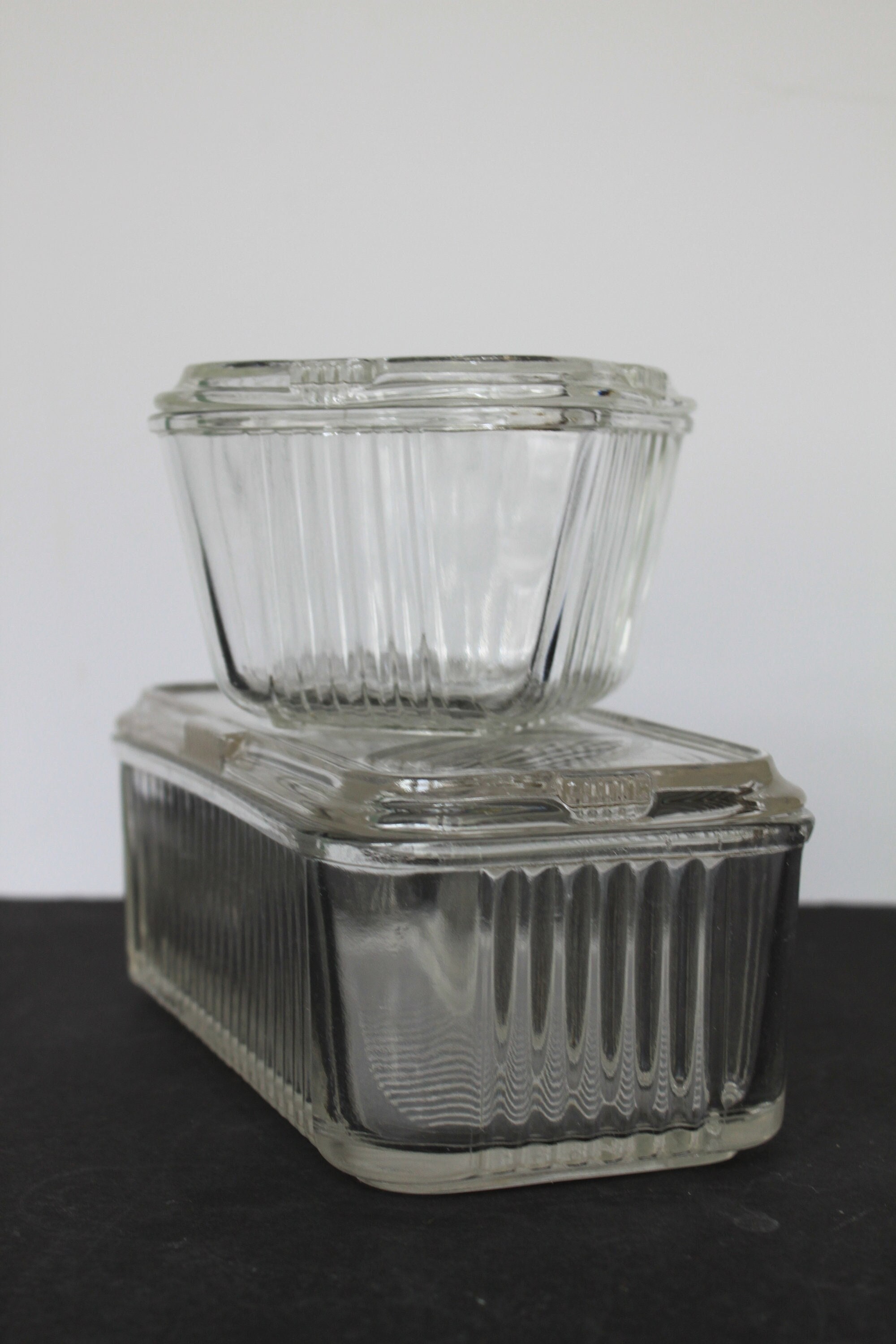 Glass Refrigerator Boxes for Vintage Kitchen Ware. Set of 2 - Etsy