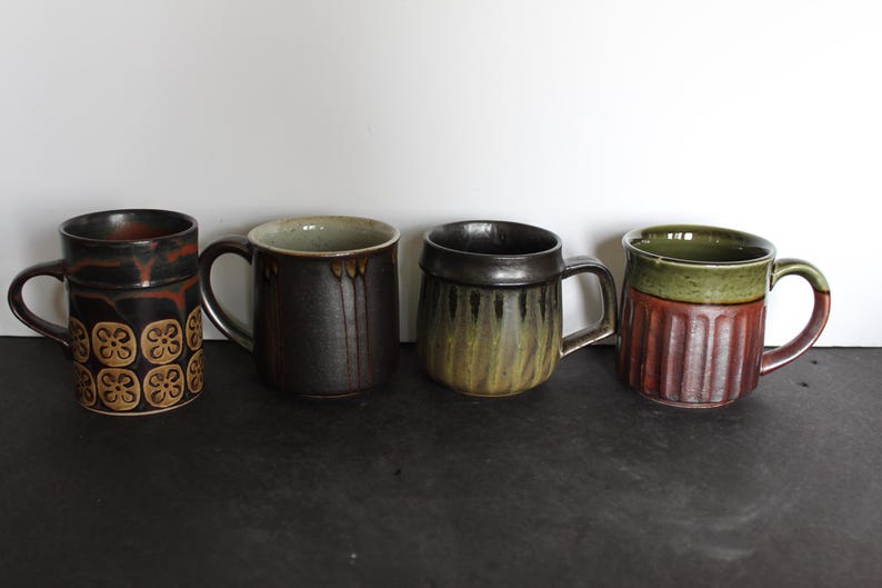 Vintage Ceramic Mugs. CHOICE, Rustic Cottagecore Kitchen Ware, Stoneware Mugs, Replacement Piece, Bohemian Chic, Tastefully Mismatched, Gift
