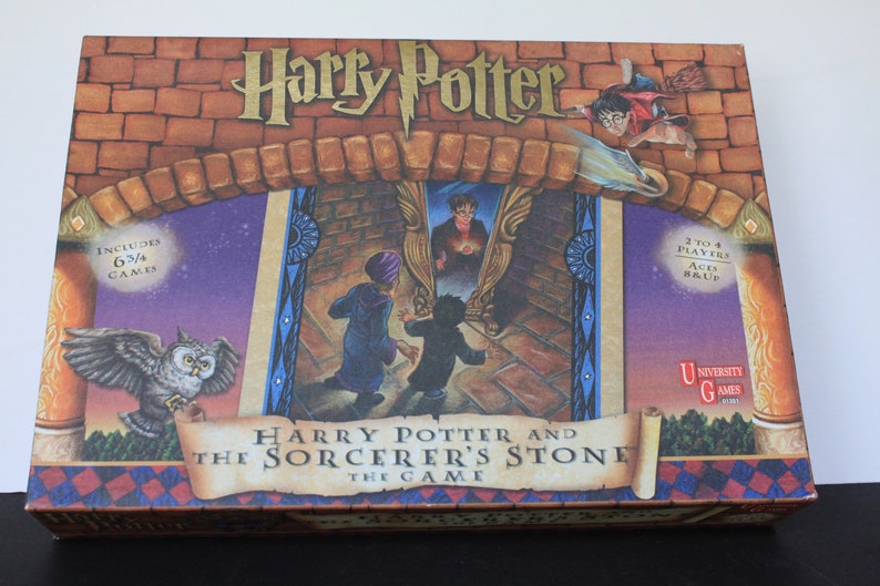 Harry Potter Board Game For Vintage Movie Memorabilia. Sorcerers Stone, 2000 University Game, Complete Set, Gift For Collector, Warner Bros.