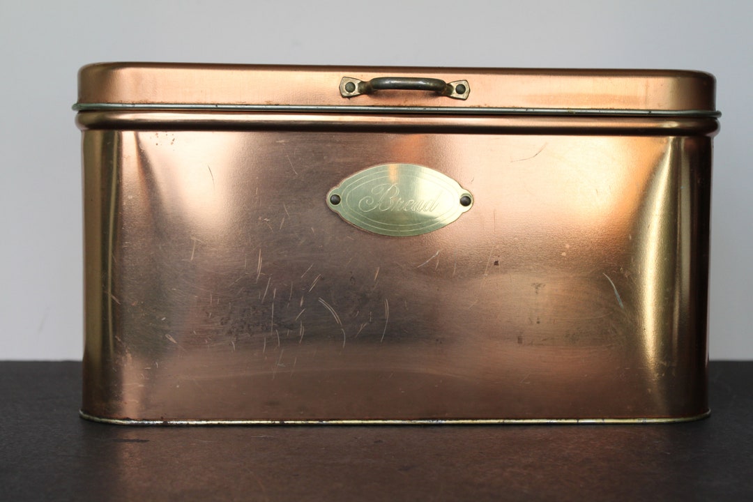 Vintage Copper Bread Box. Copper COLORED Brass Accents Etsy