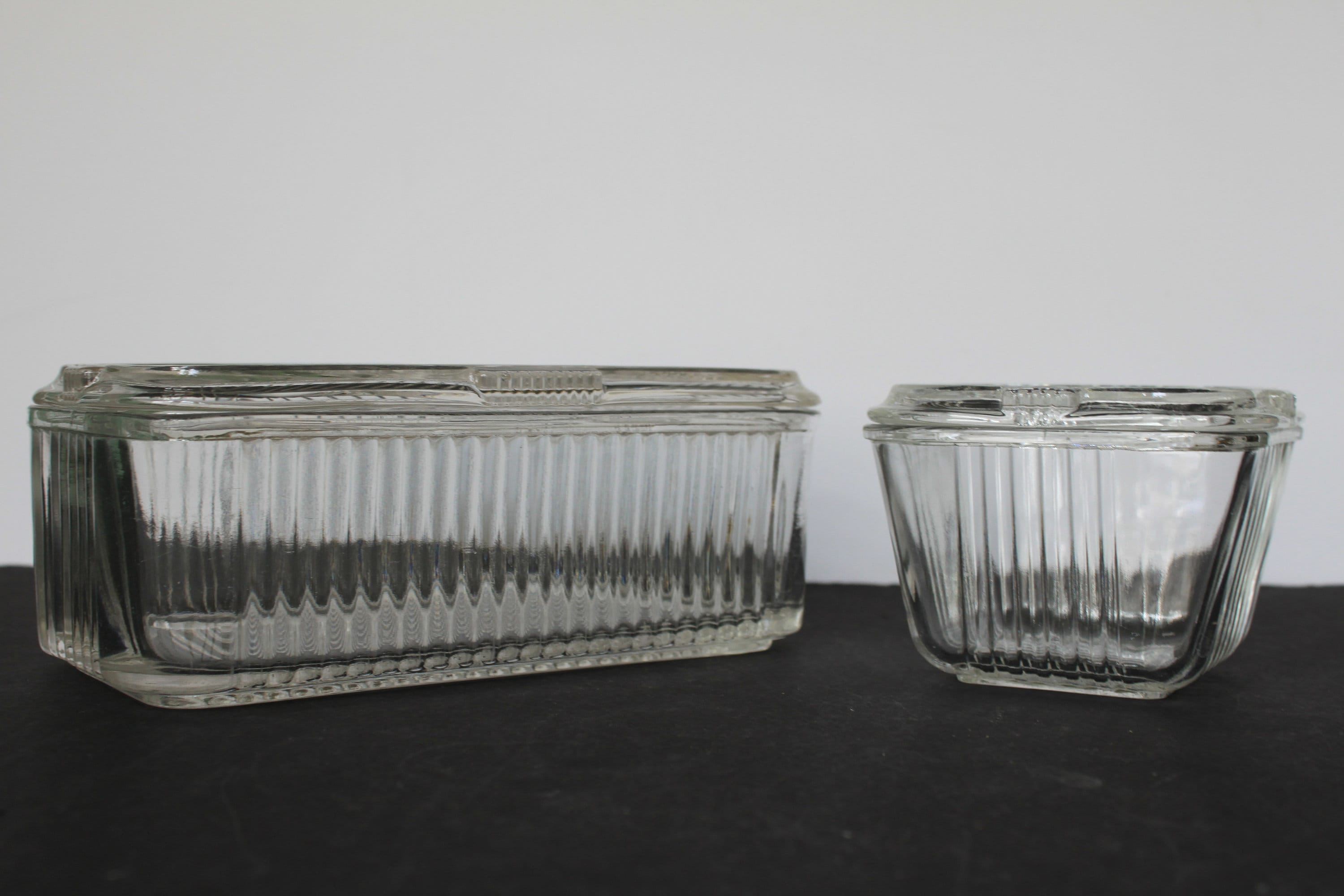 Glass Refrigerator Boxes for Vintage Kitchen Ware. Set of 2 - Etsy