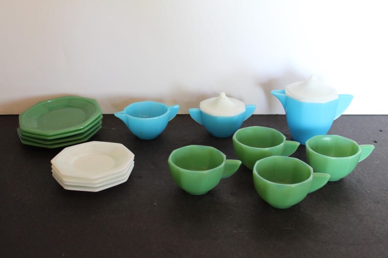 Vintage Akro Agate Childs Tea Set. CHOOSE Item, Cup, Saucer, Teapot ...