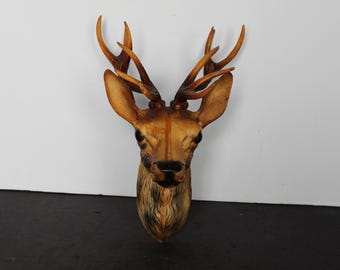 Vintage Plastic Stag Deer Head. Faux Taxidermy, Rustic Man Cave Decor, MINT Condition, Housewarming, Hostess, Collector Gift.