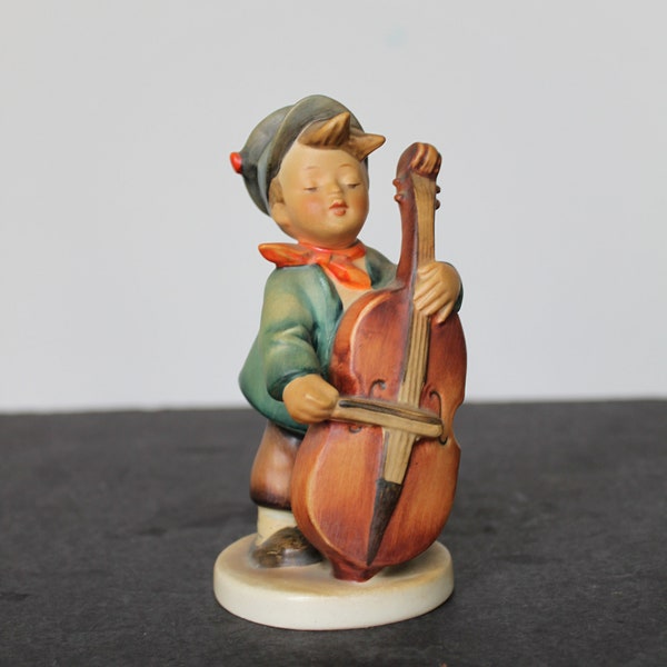 Vintage Sweet Music Hummel Figurine. Goebel, Made In Germany, TMK 2, Number 186, Cute Boy Playing Cello, Grandmacore Mantel Decor, Collector