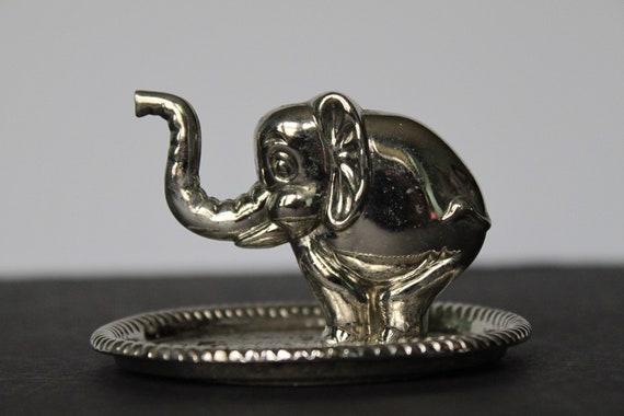 Silver Metal Elephant Ring Holder For Vintage Van… - image 3