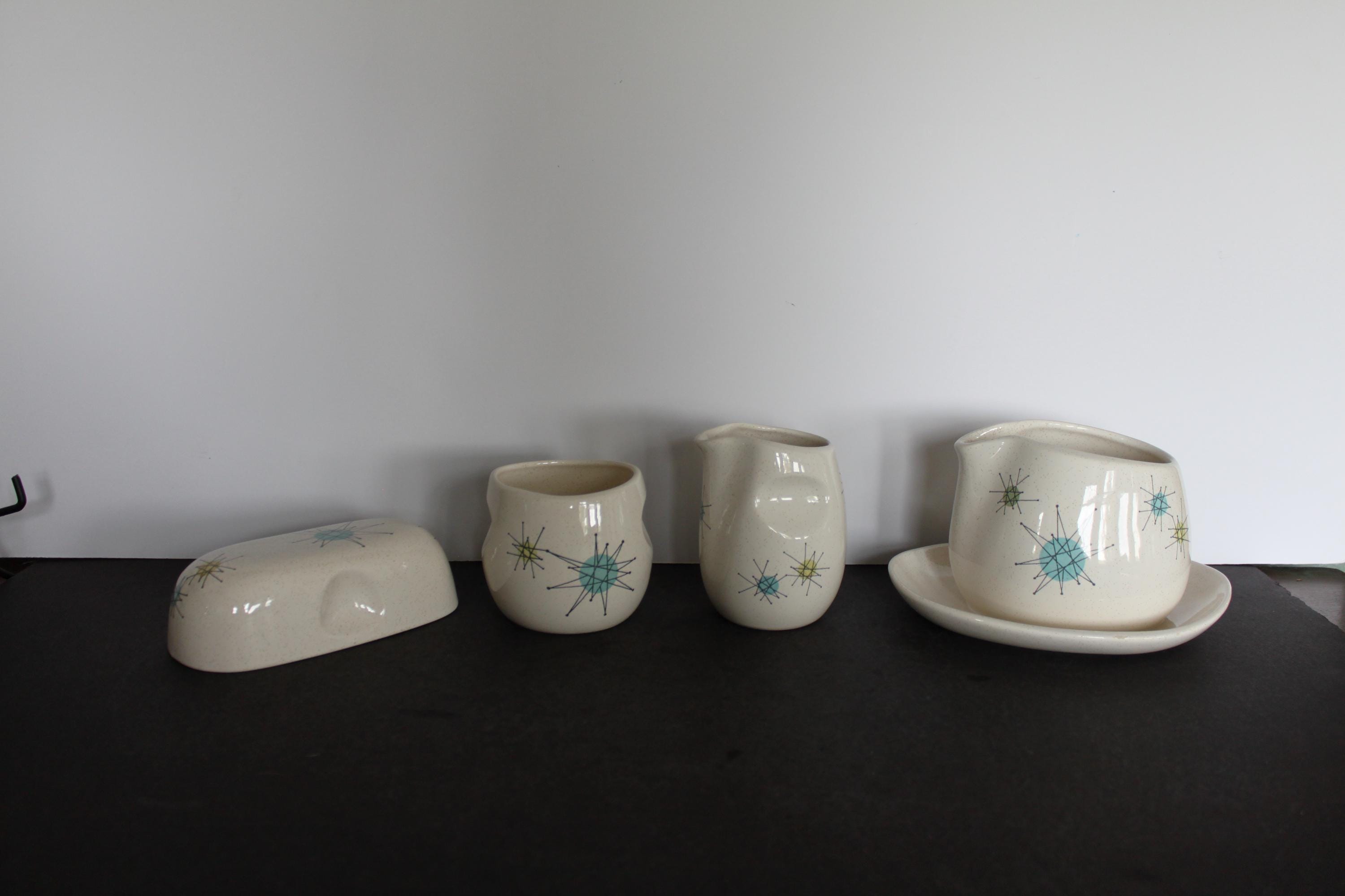 Vintage Franciscan Atomic Starburst Dishes. CHOOSE, Replacement Pieces, Butter Dish Lid, Sugar Bowl, Creamer, Gravy Bowl, Salt Shaker, MCM.