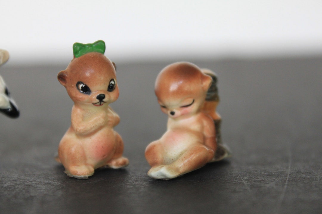 Vintage Miniature Animal Figurines. Choose 1 From 5, Otters, Clown and Bird, Alligator and