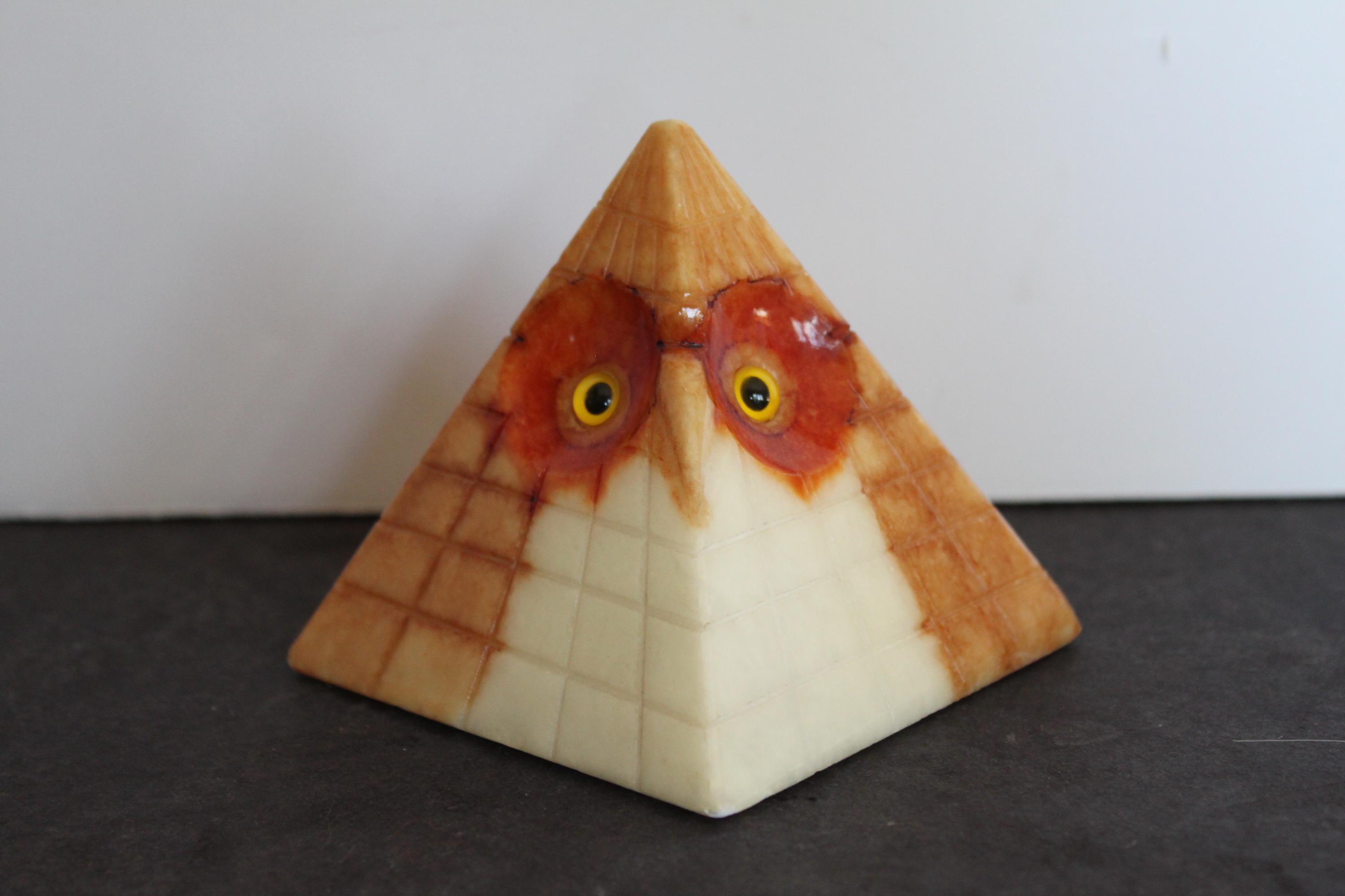 Vintage Pyramid Alabaster Paper Weight. Owl, Pyramid, Noymer, Made In Italy, Unique Grandmacore Office Decor, Owl Lover Gift, Housewarming.