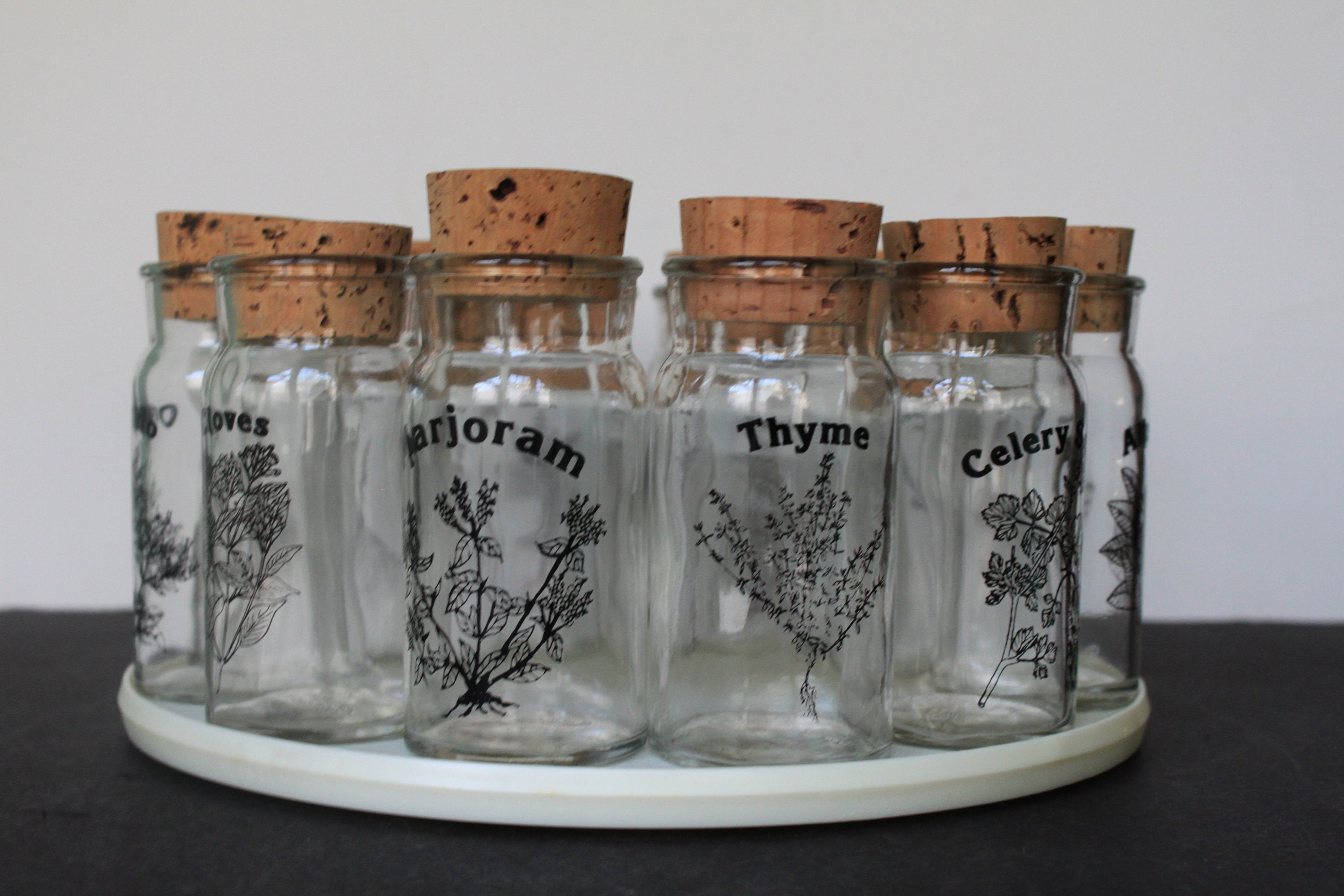 Vintage Spice Jar Set. Wheaton Glass, Gourmet Spice Jar Set