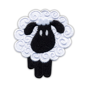Sheep - black - embroidered patch / badge, Iron On, Sew On - Patchion Patches