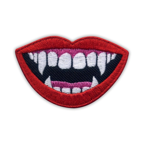 Vampier lippen - geborduurde patch / badge, Iron On, Sew On - Patchion Patches