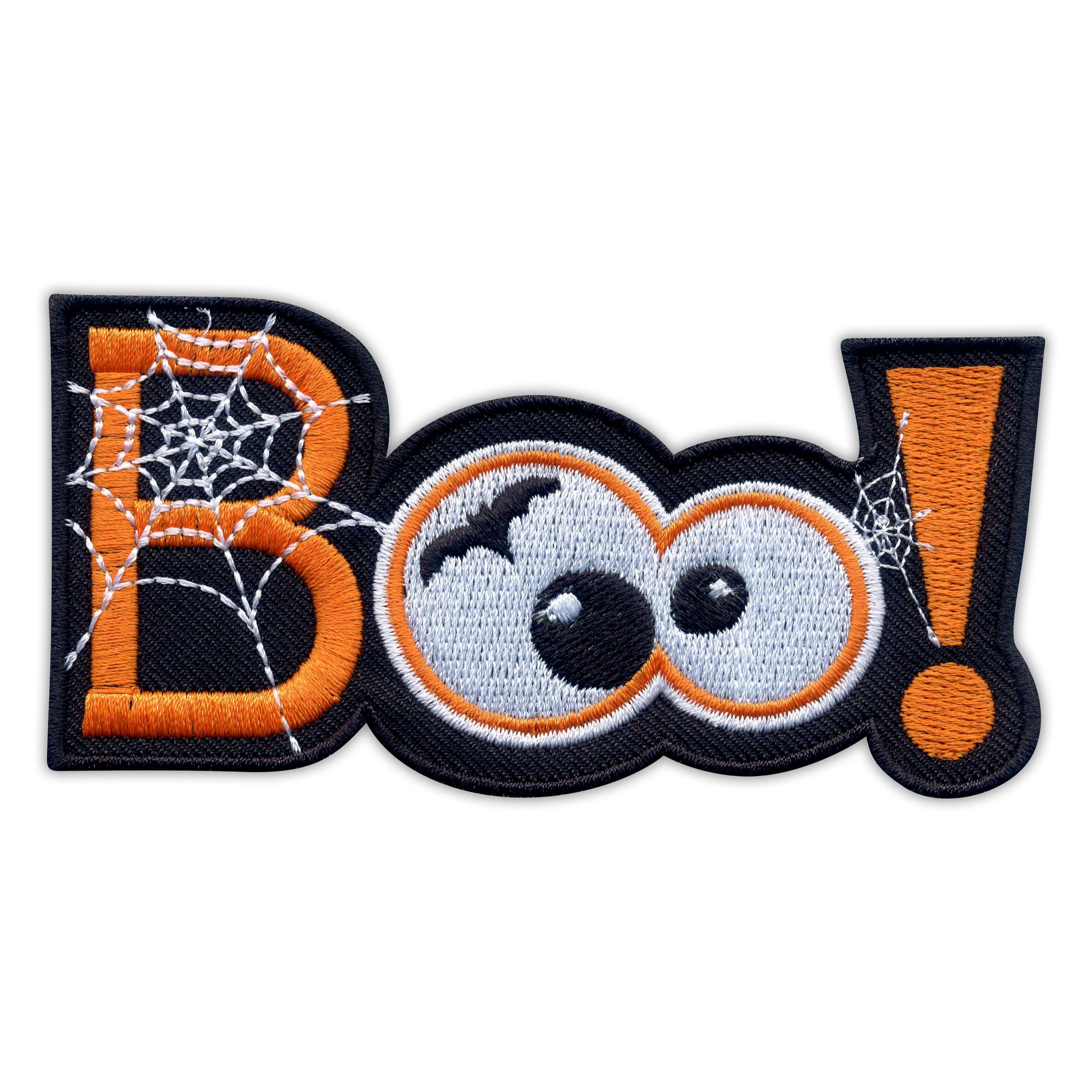 Scary patch - BOO! Halloween - embroidered patch / badge, Iron On, Sew On - Patchion Patches