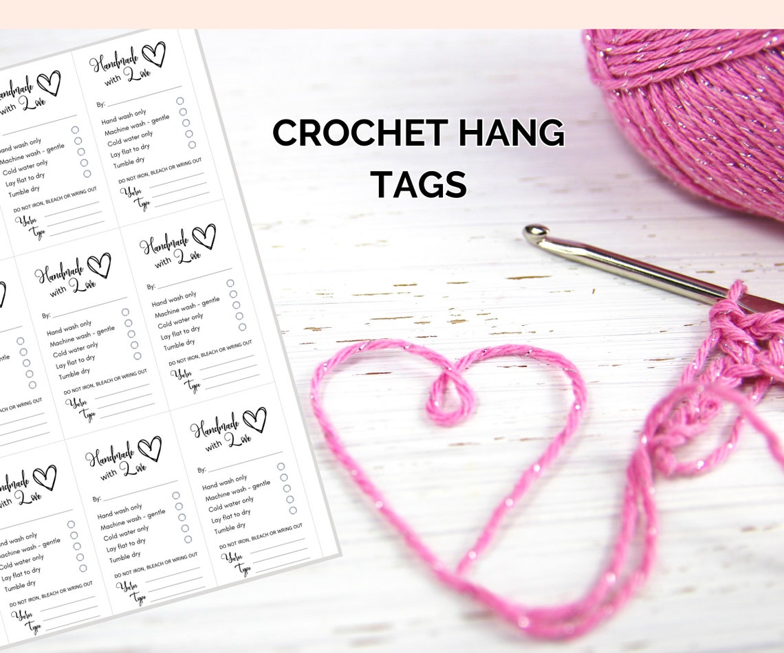 Printable Crochet Care Cards Washing Instructions, Handmade With Love ...