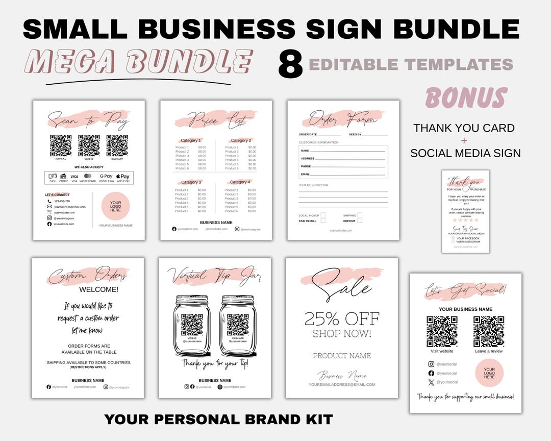 Qr Code Sign Bundle QR Code Sign Small Business Bundle | Craft Show Display, Scan to Pay ...