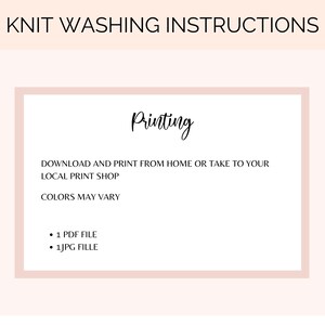 Printable Washing Instructions, Knit Care Tags, Fiber Care Card ...