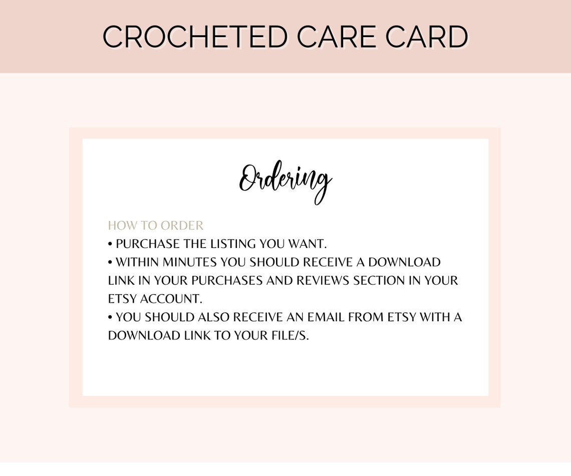 Crochet Care Cards Washing Instructions, Printable Crocheted With Love ...