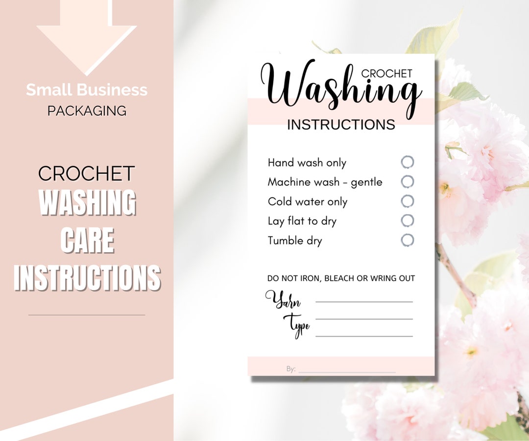 Washing Instructions, Printable Crocheted Hang Tags, Fiber Care Tag ...