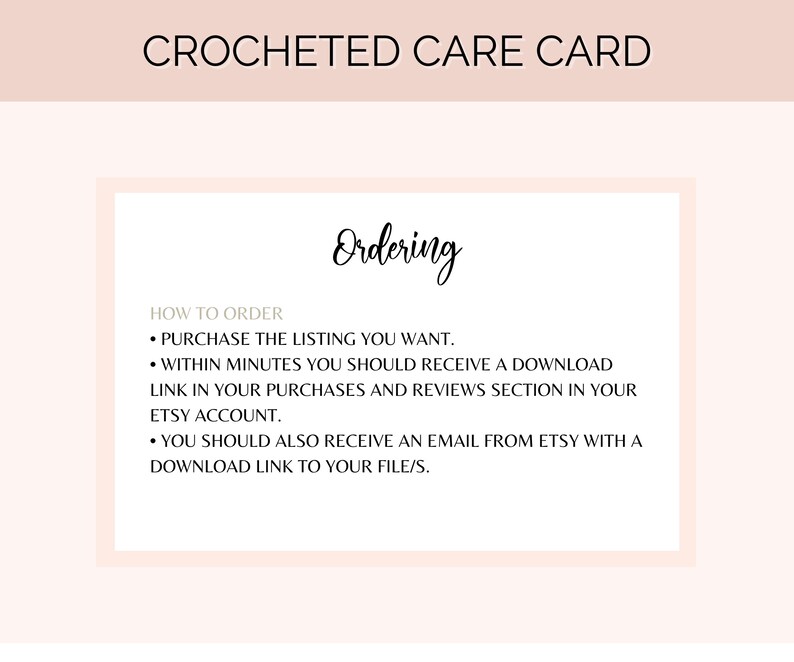 Washing Instructions Crochet Care Cards, Printable Crochet Hang Tags ...