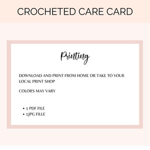 Printable Crochet Care Card Hang Tags, Crochet Care Cards Washing ...