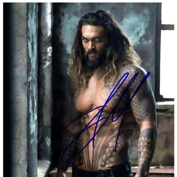 Jason Momoa Justice League Aquaman Autograph Reprint  Photo LOOK Signed Autograph