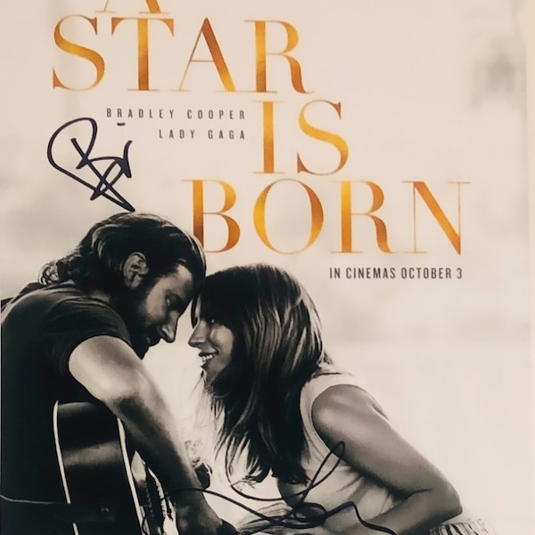 Lady Gaga & Bradley Cooper A Star is Born Autograph Reprint Photo LOOK Signed Autograph