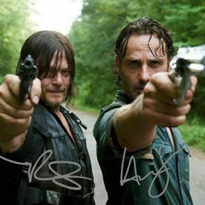 the Walking Dead Rick Grimes Daryl Dixon Andrew Lincoln Norman Reedus Autograph Reprint Photo LOOK Signed Autograph