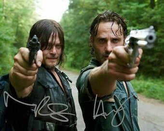 the Walking Dead Rick Grimes Daryl Dixon Andrew Lincoln Norman Reedus Autograph Reprint Photo LOOK Signed Autograph
