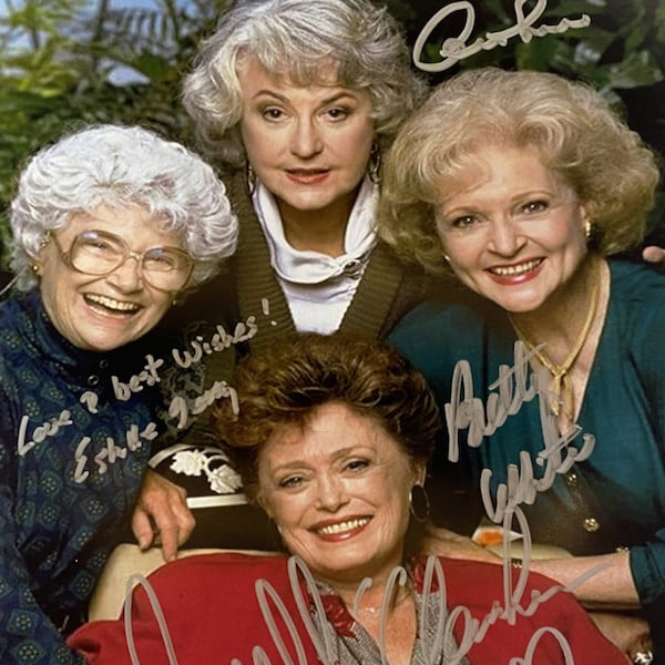 The Golden Girls Cast Bea Arthur Betty White  Autograph Reprint Photo LOOK Signed Autograph