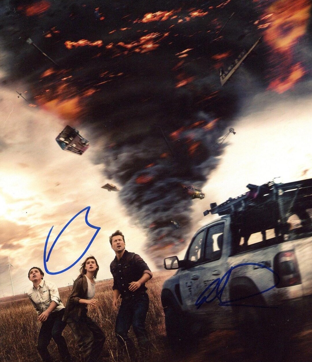 Glen Powell Anthony Ramos Twisters Autograph Reprint Photo LOOK