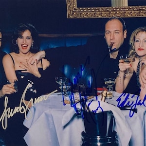 Sopranos James Gandolfini, Edie Falco & Jamie-Lynn Sigler Autograph Reprint Photo LOOK Signed Autograph