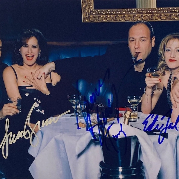 Sopranos James Gandolfini, Edie Falco & Jamie-Lynn Sigler Autograph Reprint Photo LOOK Signed Autograph