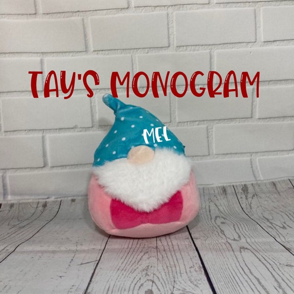 Monogram | Personalized | Stuffed Animals | Gnome Plushies | Squishmallows | Squishmallow | Gift | Maddox Squishmallow | Christmas