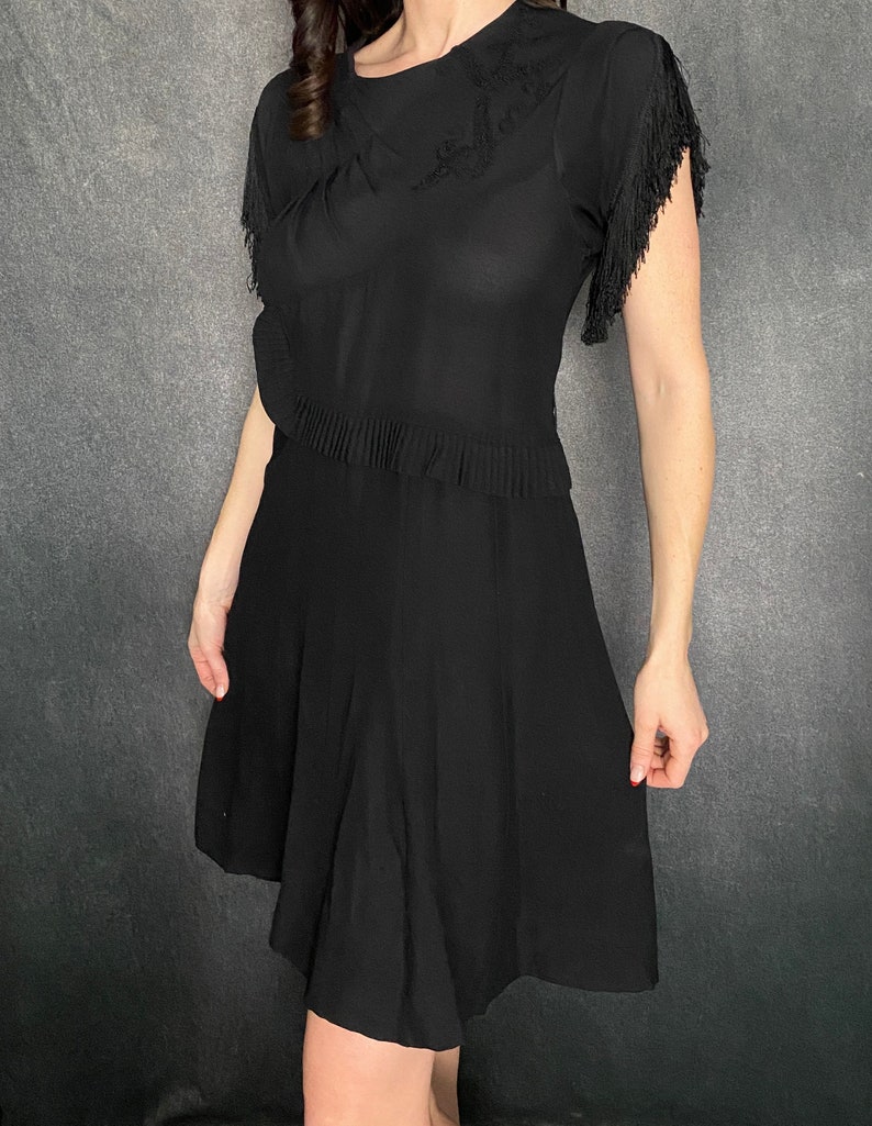 RARE 1940s handmaiden fringe dress image 2