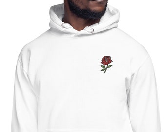 black hoodie with roses